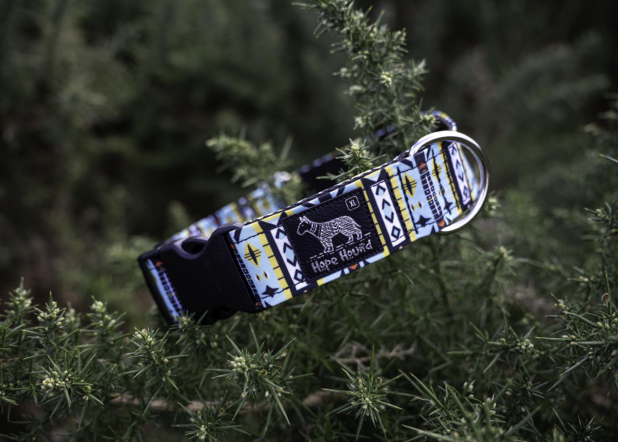 Dog collar with geometric African tribal  pattern 
