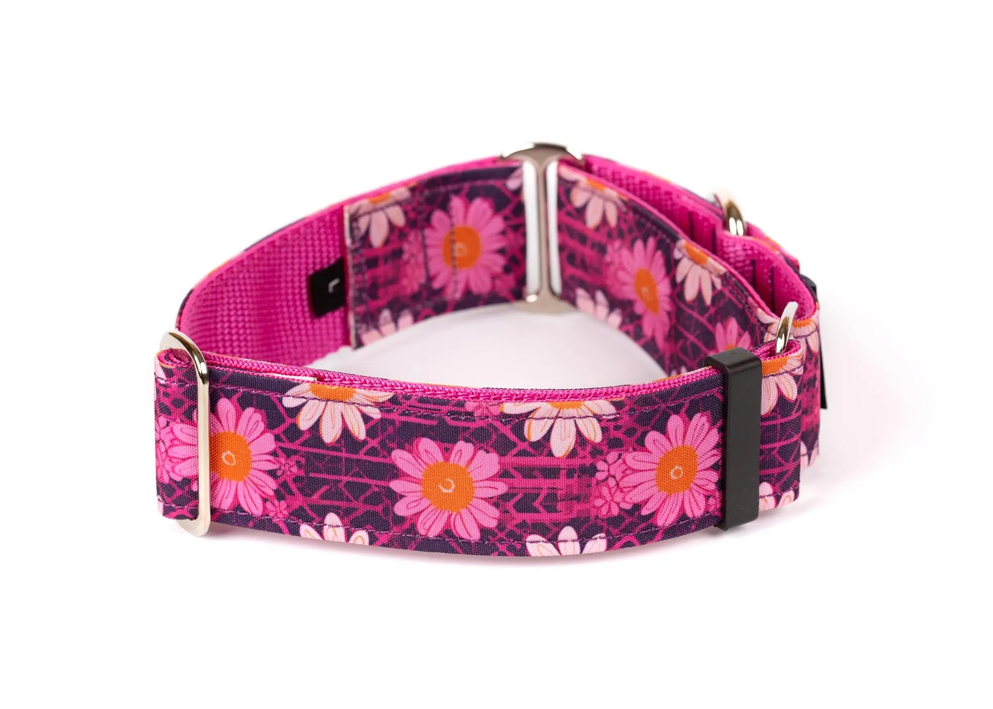 Hope Hound martingale waterproof dog collar with Pink floral pattern