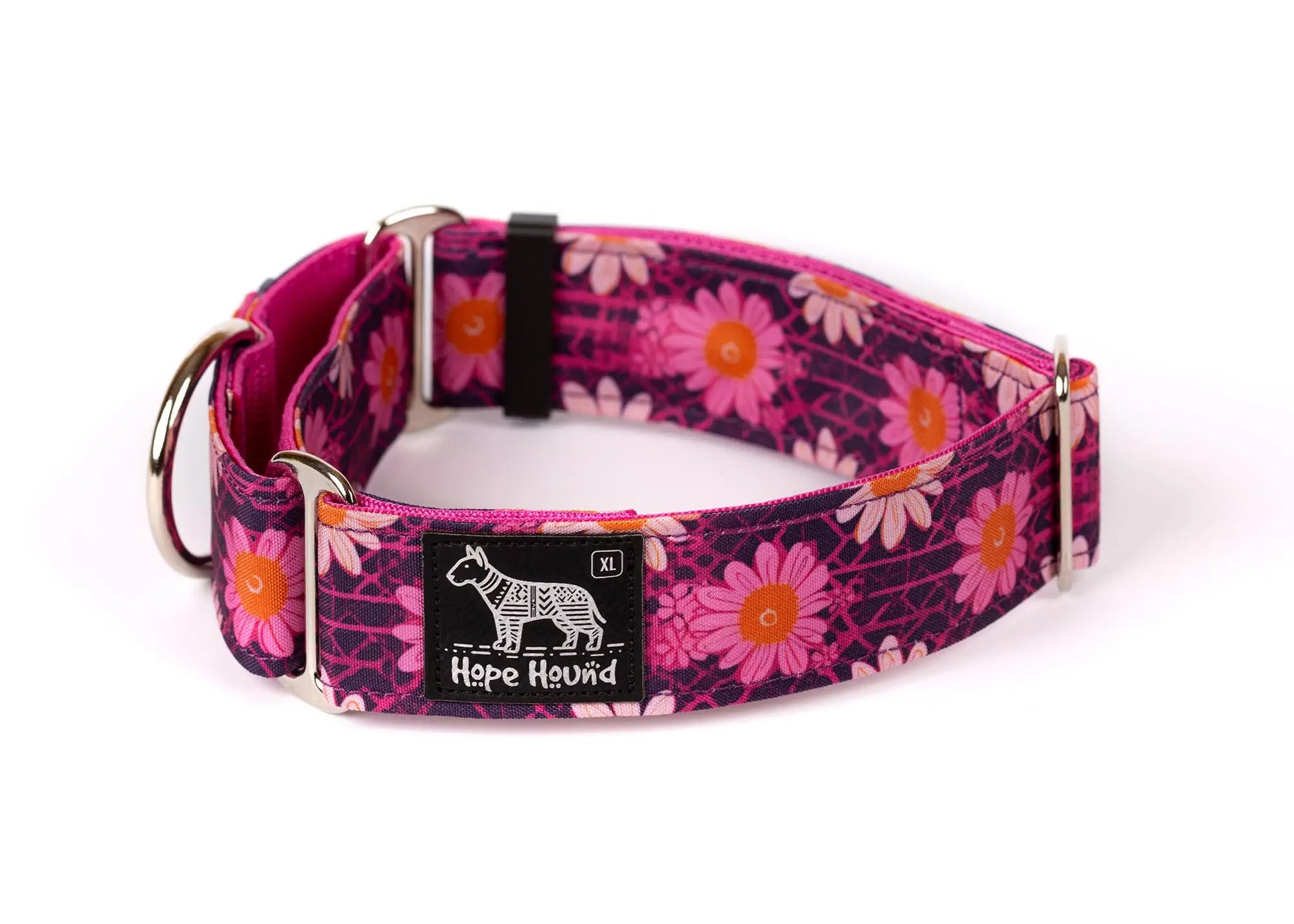 Hope Hound martingale waterproof dog collar with Pink floral pattern