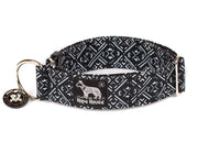 Hope Hound limited slip dog collar with navy blue and white pattern