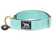 Hope Hound limited slip waterproof dog collar with geometric turquoise pattern 