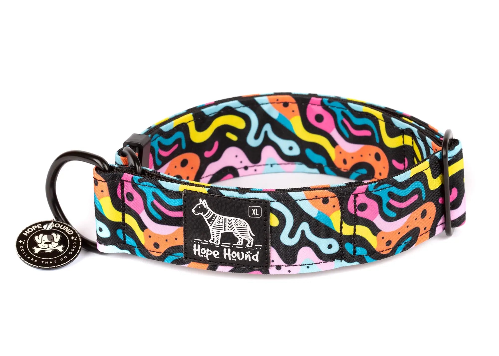Hope Hound limited slip collar with colourful abstract pattern 