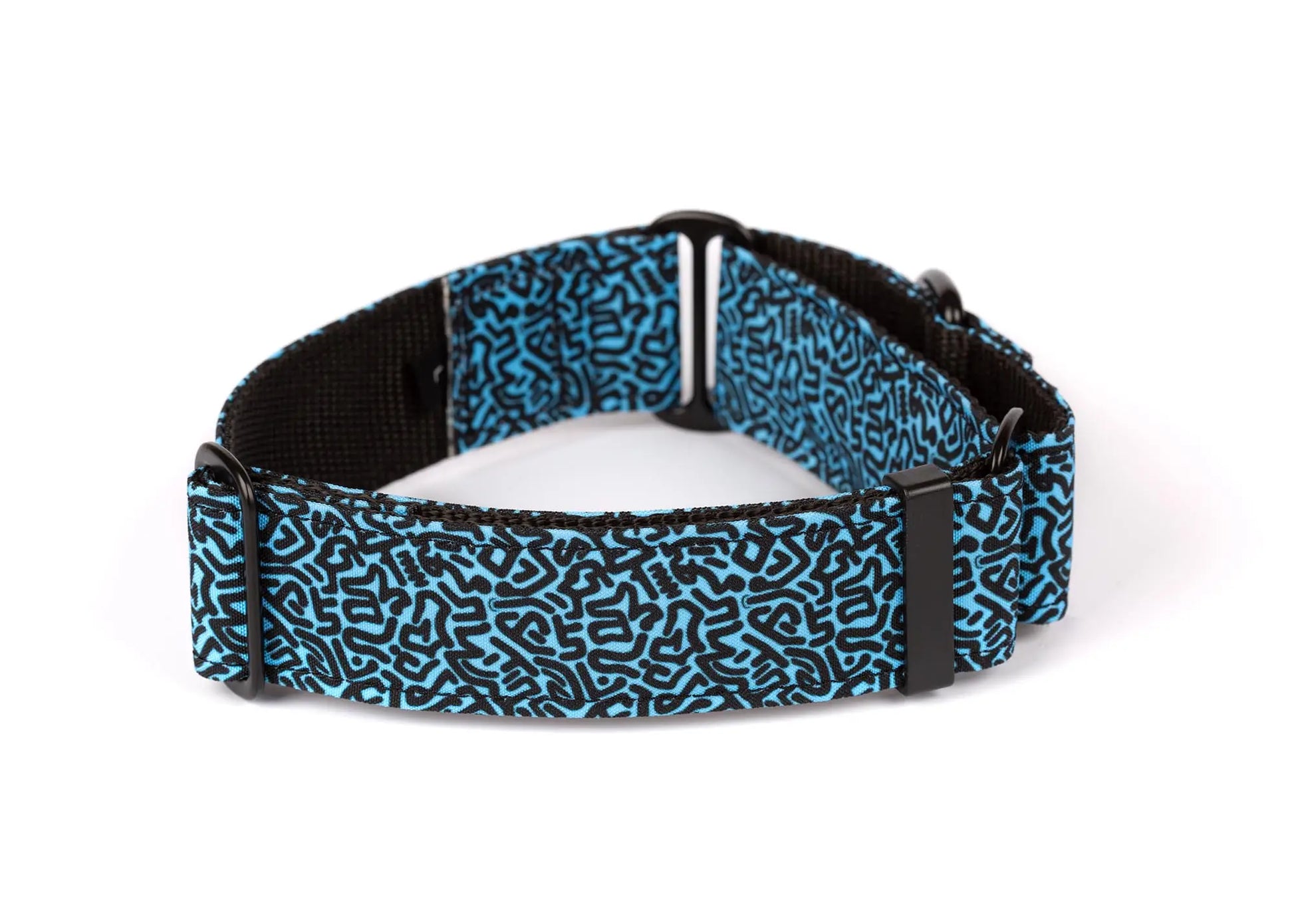 Hope Hound martingale waterproof dog collar with blue and black pattern 