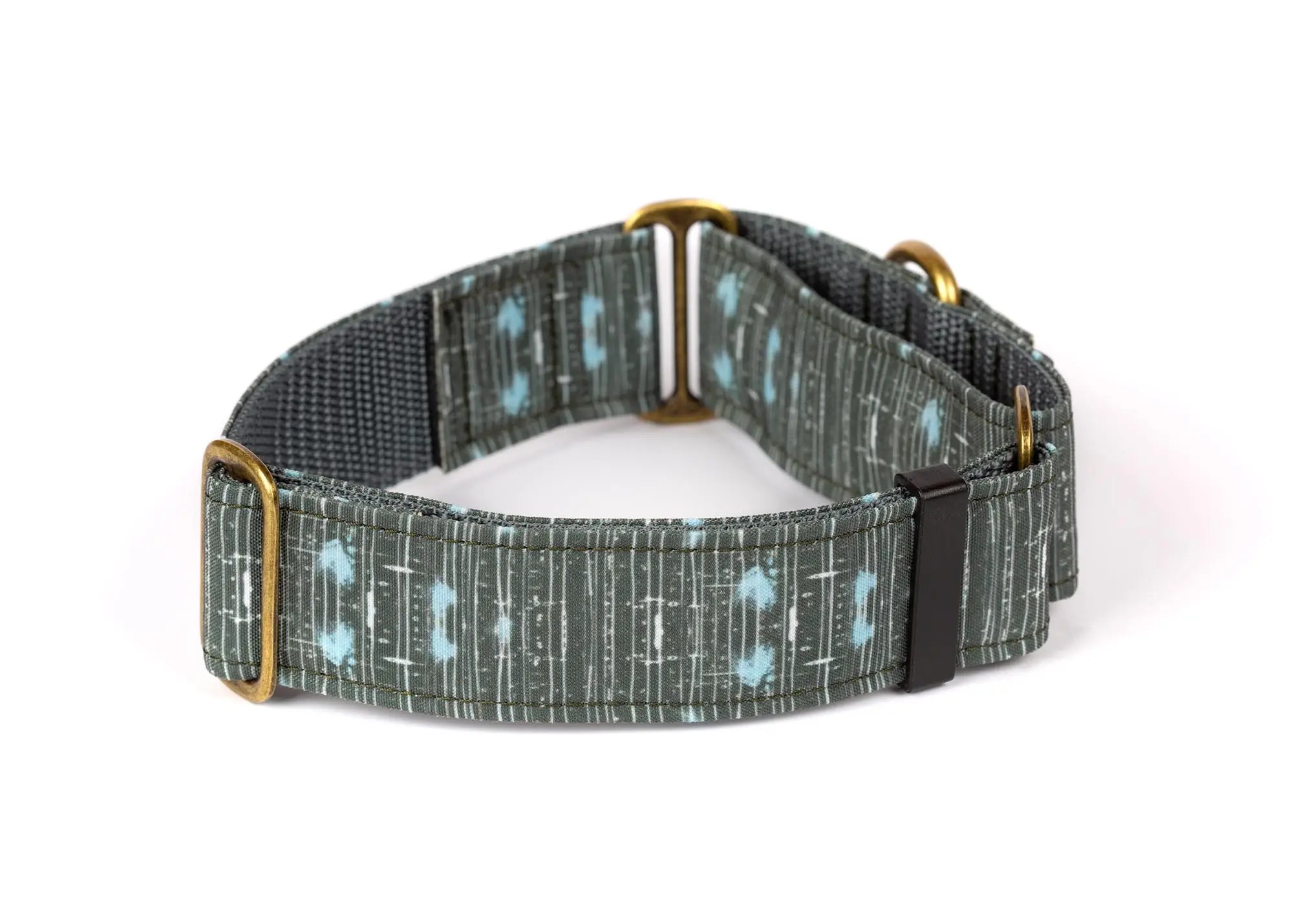 Hope Hound martingale waterproof dog collar with a patterned design on a grey background