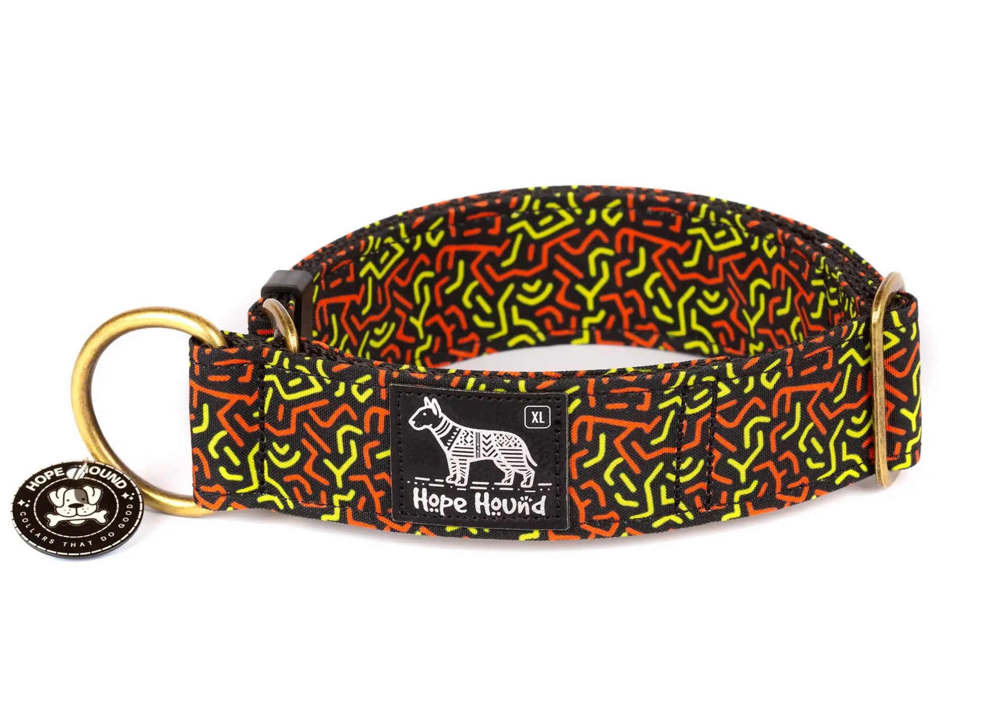 Hope Hound limited slip waterproof Dog collar with colourful maze pattern