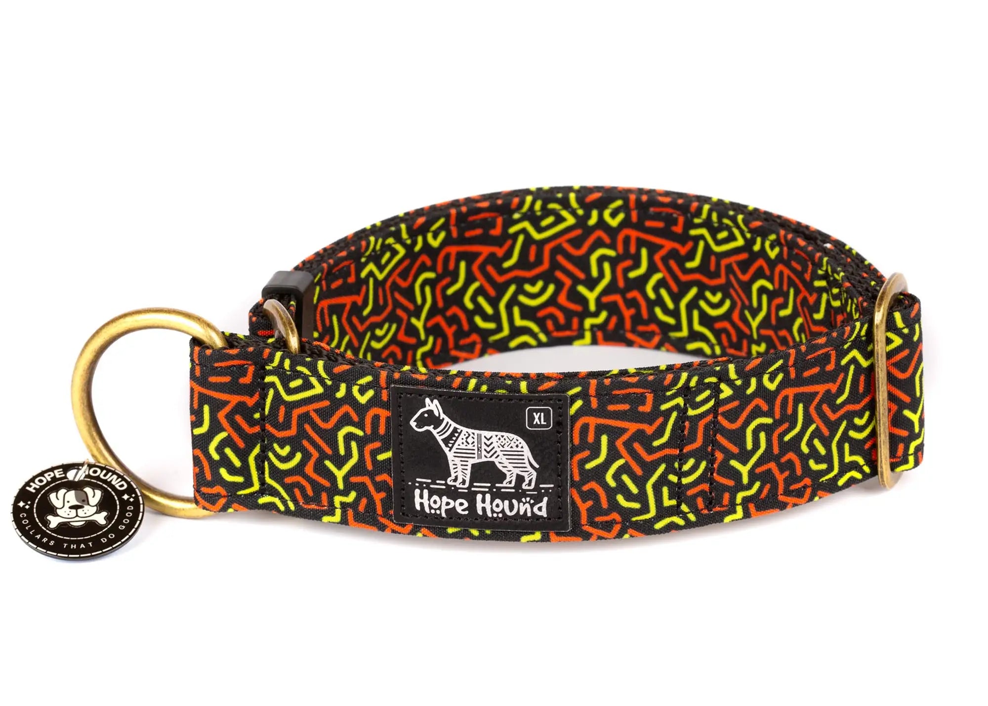 Hope Hound limited slip waterproof Dog collar with colourful maze pattern