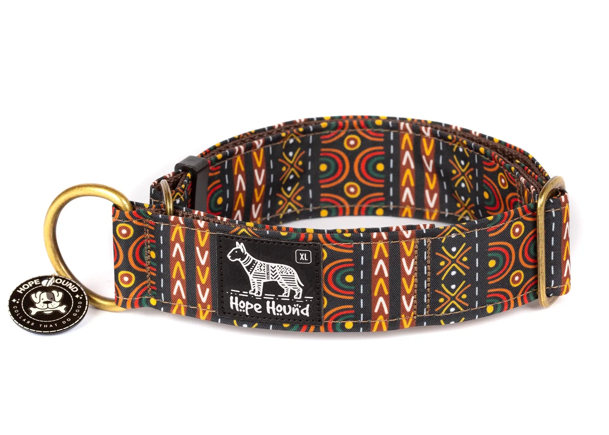 Hope Hound limited slip Dog collar with brown tribal pattern