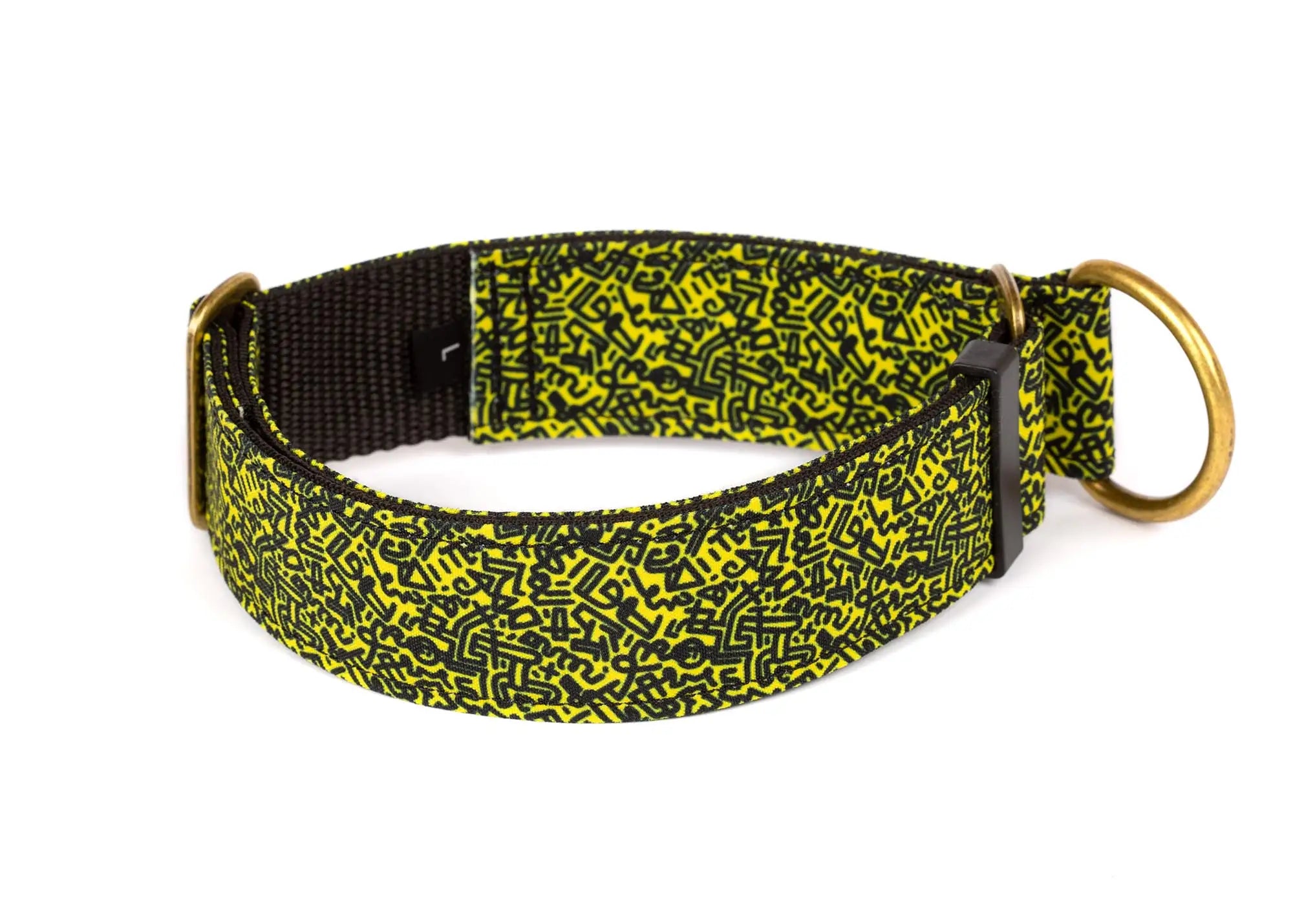 limited slip Dog collar with black and yellow pattern 