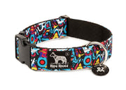 Colourful hope hound dog collar on a white background