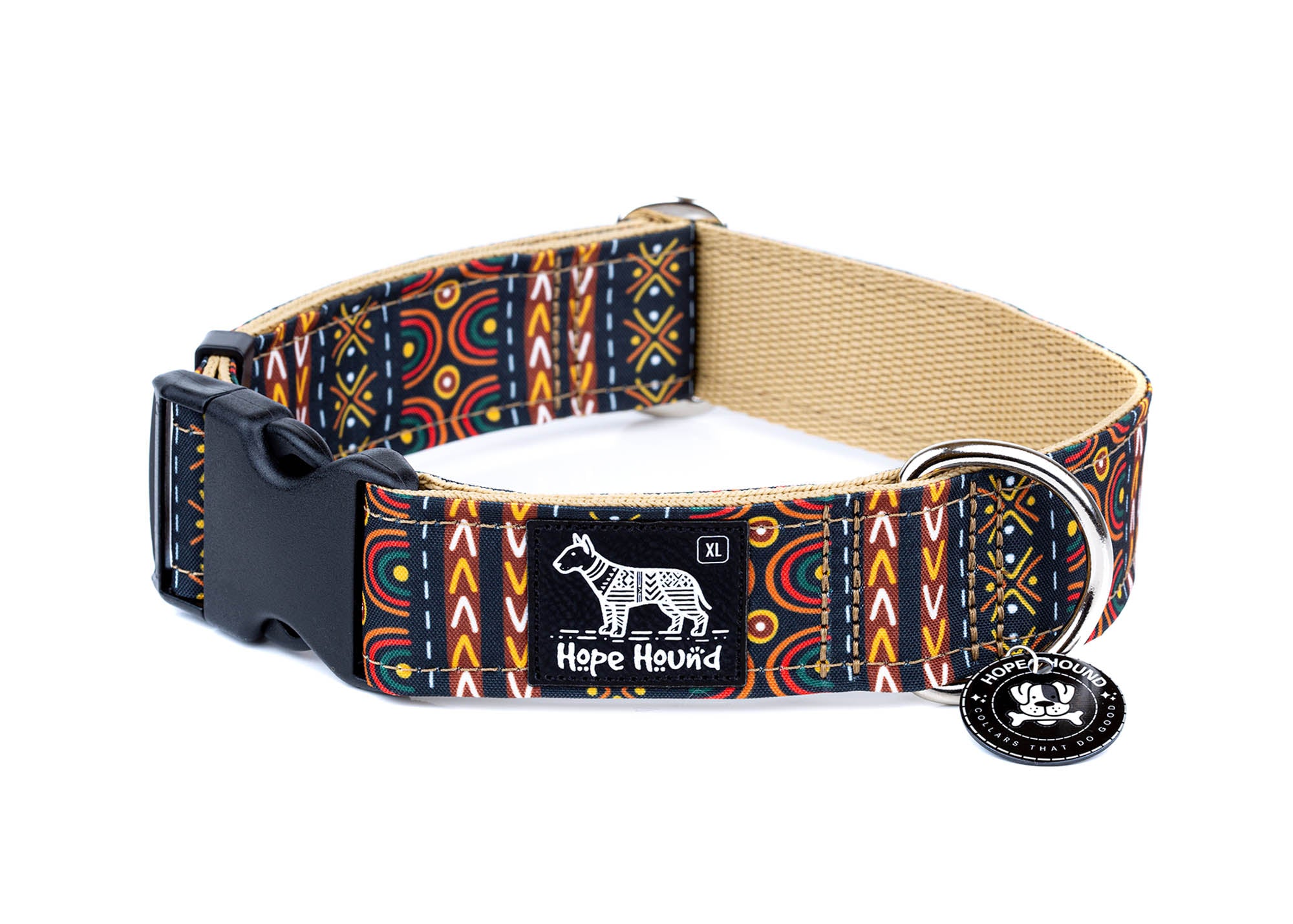 brown tribal buckle dog collar