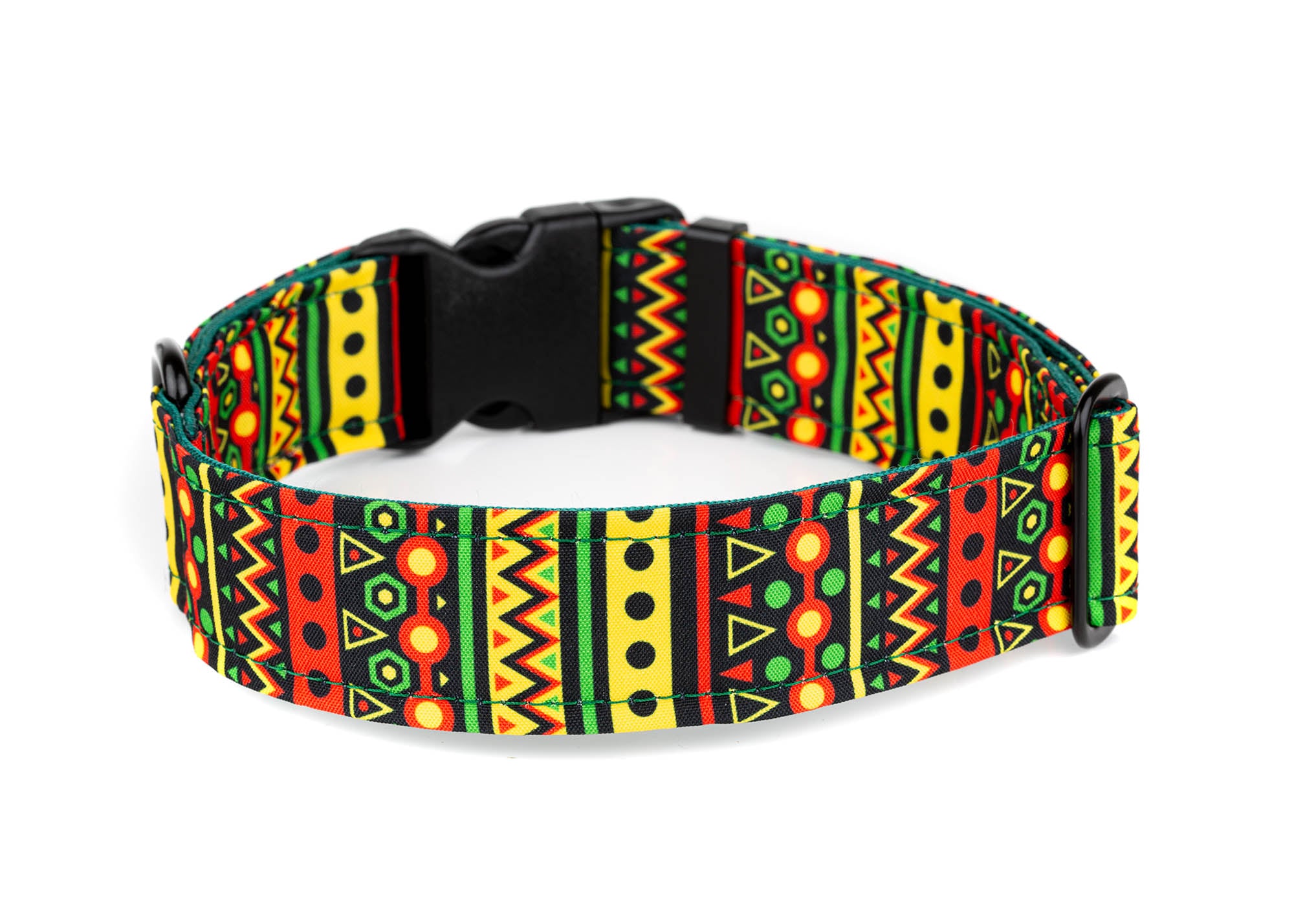 tribal green yellow buckle collar