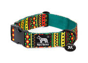 tribal green yellow buckle collar