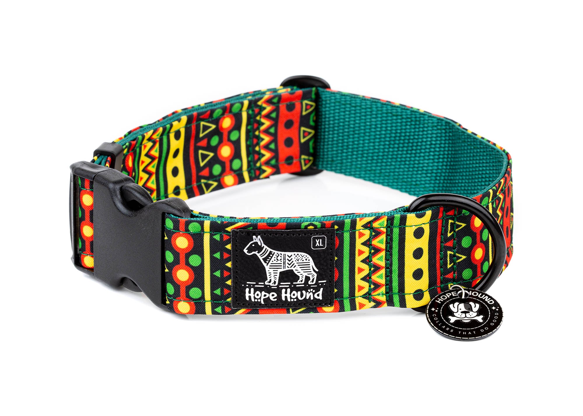 tribal green yellow buckle collar